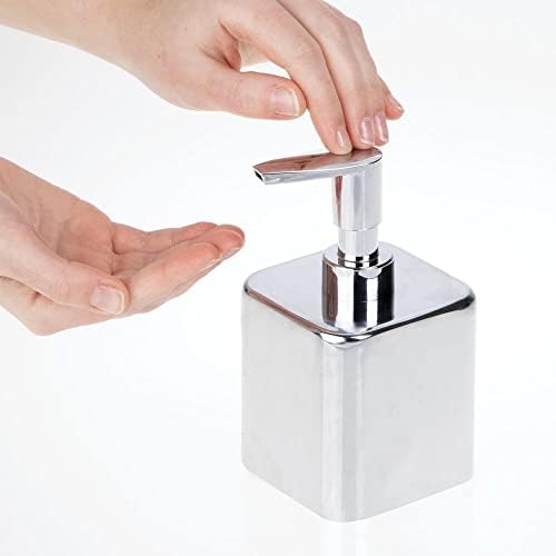 Distribuidor de sabão de metal quadrado compacto de Mdesign para banheiro - garrafa de bomba líquida para