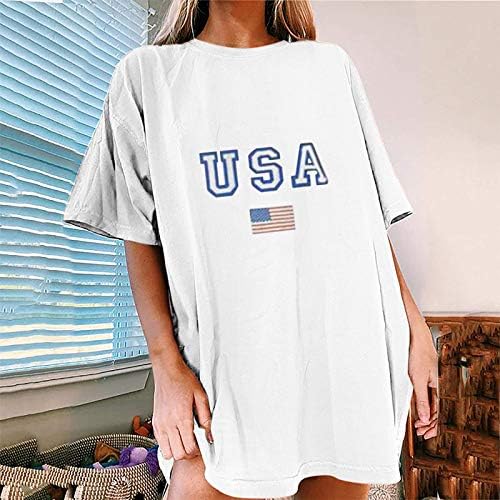 American Flag Graphic Tees for Women Independence Day Tops