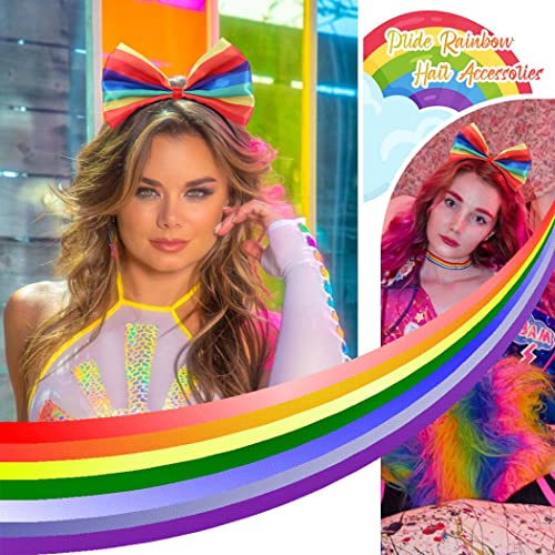 Bandas da cabeça do dia do orgulho da Catery faixa de cabelo arco -íris Bow Head Bopper Bowknot LGBT Pride