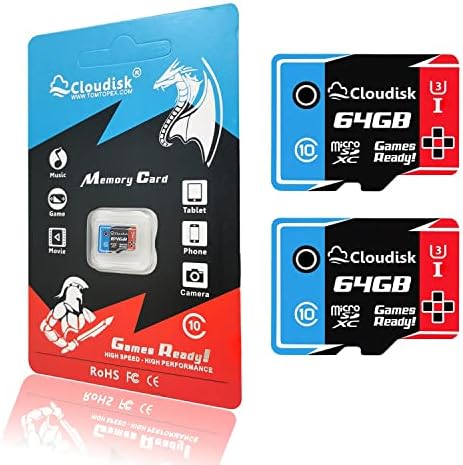 Cloudisk 2pack Micro SD Card 64 GB U3 Classe 10 Micro SDXC CARTÃO DE MEMÓRIA ALTA VELOCIDADE Otimizada para