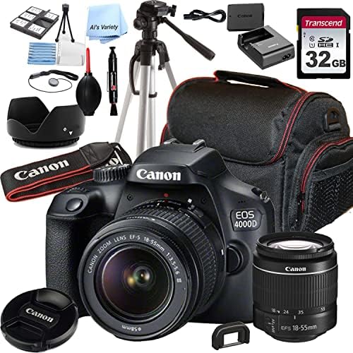 Câmera DSLR da Canon EOS EOS 4000D com EF-S 18-55mm f/3.5-5.6 Lente de zoom + Memória de 32 GB + Case + Tripé