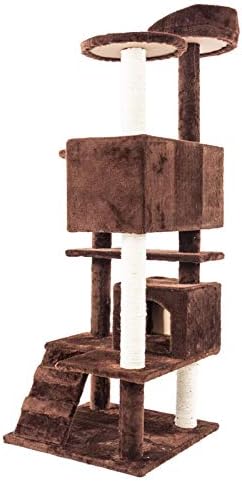 U52 sólido fofo corda sisal pluxus gato escalada árvore de gato torre marrom