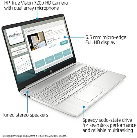 HP Pavilion 15,6 Laptop FHD, AMD Ryzen 5 5500U, 16 GB de RAM, 512 GB PCIE NVME M.2 SSD, TinBons & Portable,