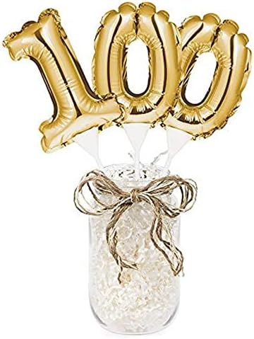 Topper de bolo de balão de conversão criativo, 100, 5 x 3 3/4, ouro