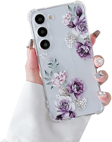 Defbsc Soft Case Compatível com o Samsung Galaxy S23, Projeto de impressão de padrão floral de floral transparente