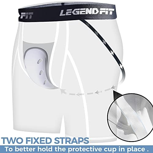 LegendFit Shorts deslizantes masculinos com copo de proteção de malha atlética de malha para hóquei