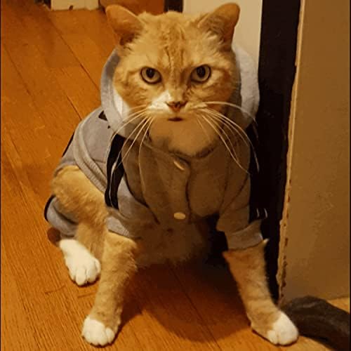 Pet Cat Dog Roupa Roupa Capolada Capacão Jacket Sweater Winter Sweater de 4 pernas Gray para