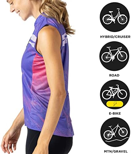 Terry Breakaway Mesh Sleesess Bike Jersey - Camisa UPF de 40+ feminina, ajuste descontraído, regular e plum