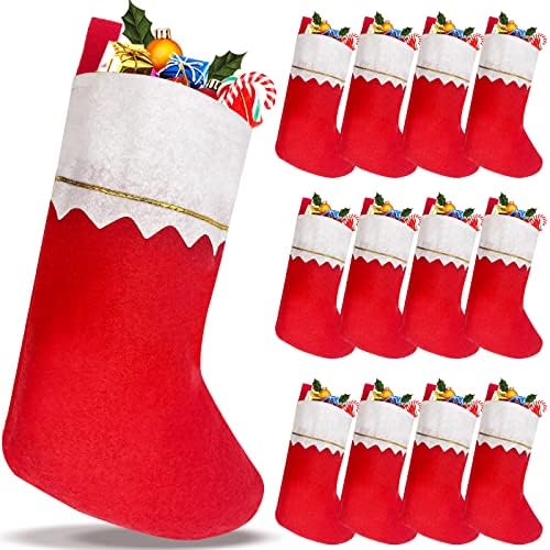Hikkcos 12 pacote de meias de Natal vermelho de feltro