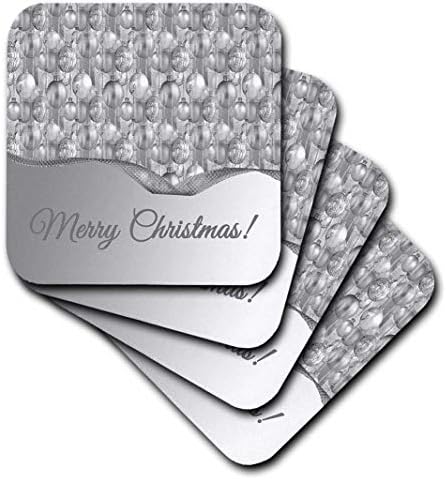 3drose lindas ornamentos de Natal de prata, Feliz Natal - montanhas -russas macias, conjunto de 4