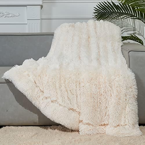 Gonaap Faux Fur Throw Blanket Super macio macio de pelúcia, cobertor desgrenhado para sofá -sofá