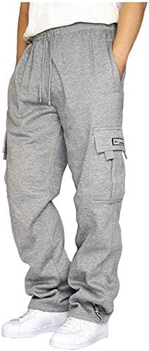 XXBR Men's Heavyweight Cargo Fleece Sweats Papents de cintura elástica de cintura calça de tração folgada com