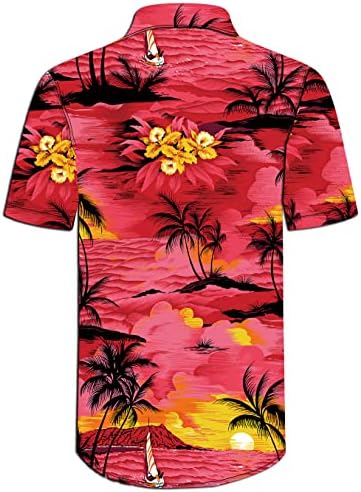 Plume Red Plume Men Flower Shirt Hawaiian Conjuntos 2 PCs Button Casual Buttle Down Down Sleeve Camisa