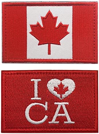 Winkitor 2 PCs Canadá bandeira de moral tático Patches bordados bordados para folhas de bordo canadense emblema