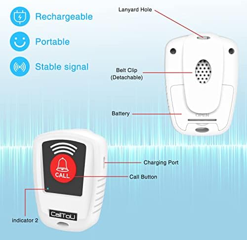 CALLOU CUEGIVER PAGER BUTTON Wireless Chamada Sistemas de alerta de vida inteligente para idosos idosos 2 transmissores