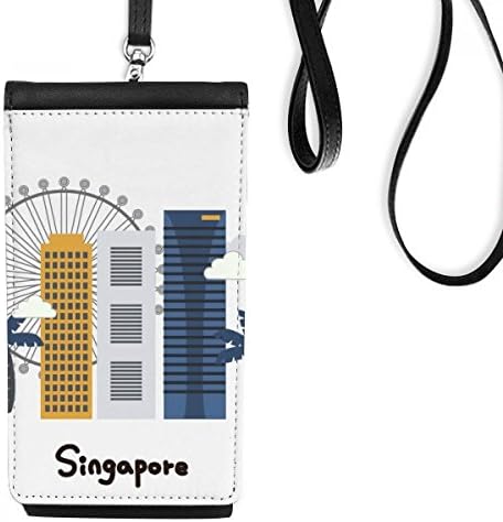 Cingapura Flyer and Buildings Phone Wallet bolsa pendurada bolsa móvel bolso preto