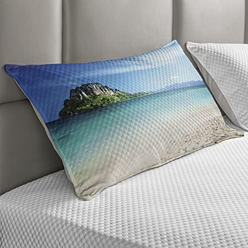 Ambesonne Beach acolchoado Cobertão de travesseiros, Grand Cliff no cenário da ilha tropica de água