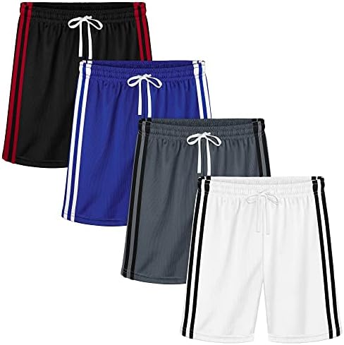 Resinta 4 pacote meninos shorts de malha rápida seca ativa shorts atléticos shorts de desempenho
