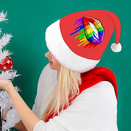 LGBT Gay Pride Rainbow Lips Christmas Hat para Cosplay de Festas de Férias de Ano Novo