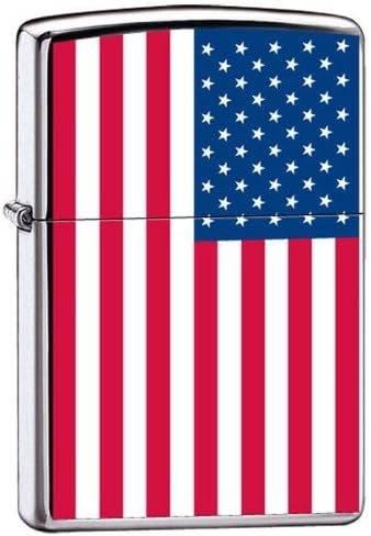 Zippo Bandeira dos Estados Unidos mais leve e alta cromo polonês, 7959