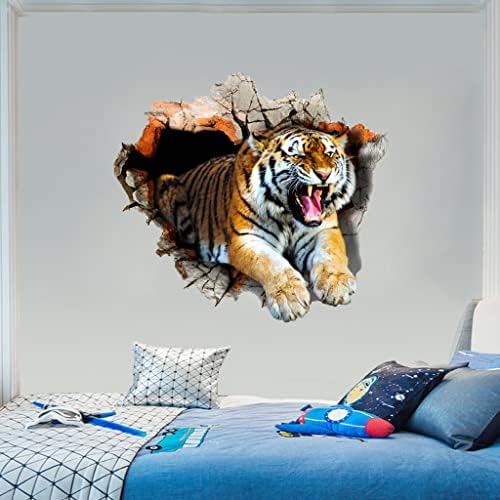 Decalque de parede de tigre 3D Pinenjoy adesivo de parede selvagem de animais selvagens 23.62x23.62