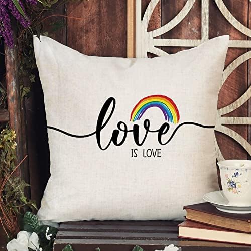 Love Is Love Throw Pillow Capa de travesseiro de dia dos namorados do dia dos namorados arco -íris