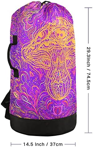 Magic Art Cogumelos Mochila Colorida Backpack de Lavanderia com Talhas de ombro Organizador de Roupas
