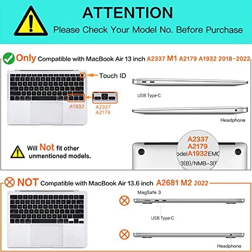 Mosis Compatível com MacBook Air 13 polegadas Caso 2022-2018 Release A2337 M1 A2179 A1932, capa dura de