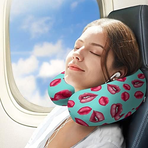 Pillow Red Lips Travel Pesh Neck U Shape para o apoio de espuma de memória de travesseiro da cabeça e pesco
