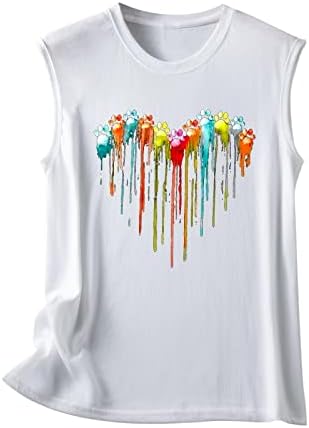 Follure Summer Graphic Tank Tops para mulheres coloridas impressão de coração solto de camiseta sem mangas o