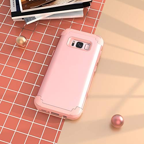 Case Idweel Galaxy S8, Case Galaxy S8 Gold rosa para mulheres meninas, 3 em 1 Proteção híbrida de híbrido de
