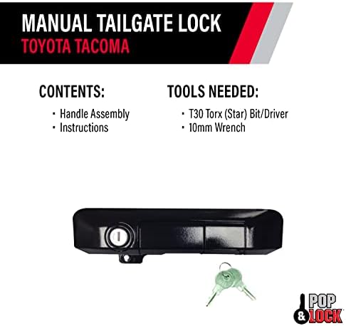 Pop & Lock PL5510 Black Black Manual Tailgate Lock para Toyota Tacoma