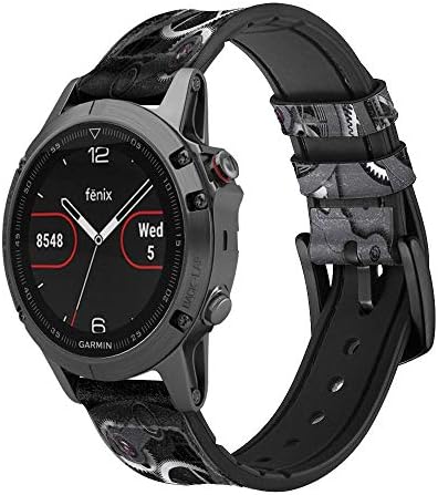 CA0599 Inside Watch Black Leather Smart Watch Band Strap for Garmin Vivoactive 4S Vivomove 3s Tamanho