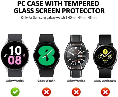 Caixa de 4 pacote para Samsung Galaxy Watch 5 40mm Protetor de tela, cobertura completa da caixa anti-arranhão