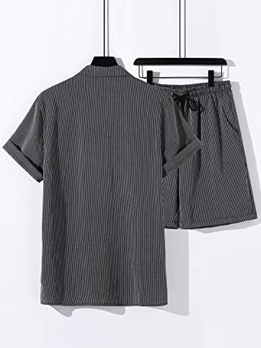 Roupas de duas peças para homens de camisa listrada e shorts de cintura sem tee