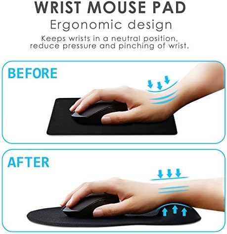 Pad Gim Mouse com suporte de repouso no pulso, memória ergonômica de espuma Mousepad Cushion Base de borracha não deslizante para laptop, computador, jogo, escritório