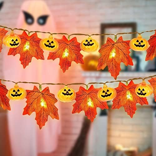 Ação de Graças Caixa de Bateria de Halloween LED Maple Leaf String Border Indoor e Outdoor Decorativo