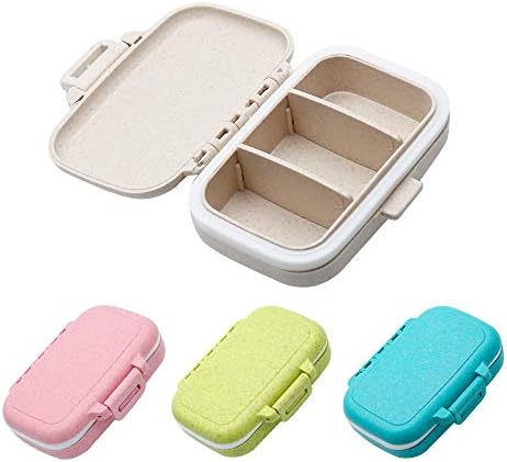Jiozermi 4pcs pequena caixa de suplementos de comprimidos para bolso ou bolsa, 3 compartimentos removíveis