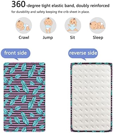 Mini-berço com tema botânico, lençóis de berço, lençóis portáteis de mini berço lençóis de colchão de colchão