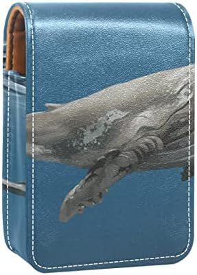 Mini Caso de Lipstick desenhado à mão Oceano Oceano Mar enorme organizador de batom animal com botão espelho