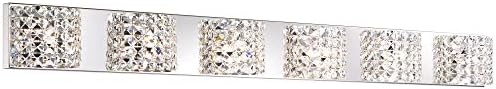 Cesenna Modern Wall Light cromo prateado metal hardwired 55 largura de 6 luzes montadas malhas de cristal transparente