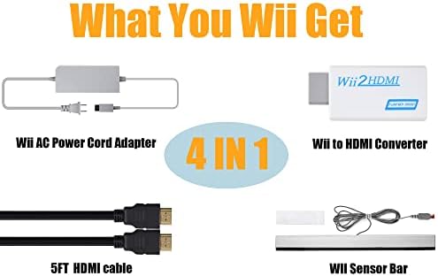 4 em 1 Wii para HDMI Adaptador + cabo de alimentação Wii Adaptador CA Adaptador + Wii Sensor Sensor