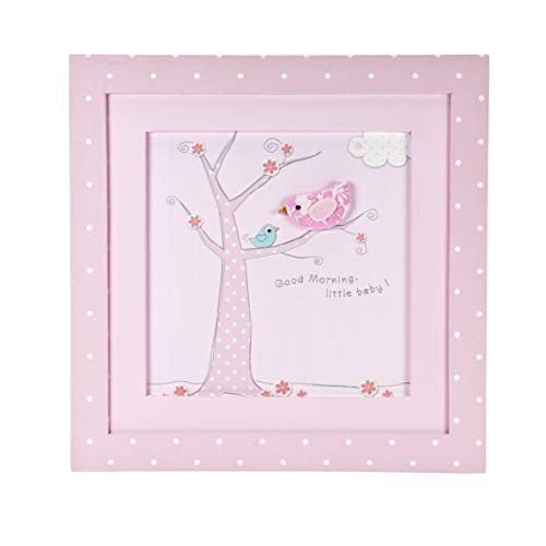 Mousehouse Gifts Pastel Pink Little Bird Nursery Picture Frame Decoração de parede ideal para o quarto de