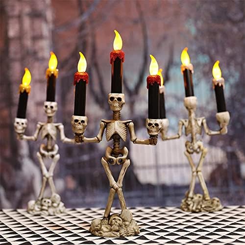 3 Luzes de velas sem chamas, Halloween Skeleton Ghost Castleds, liderou o crânio de esqueleto sem chamas do Halloween