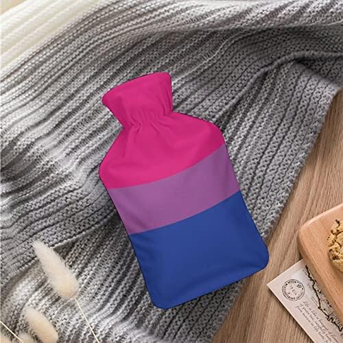 Bandeira do orgulho bissexual garrafa de água quente com tampa macia bolsa de água quente para