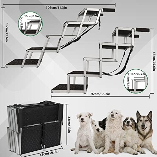 Rampas de carros para cães para cães grandes, whdpets escadas de cães de alumínio suportam até 180 libras,