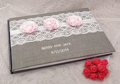 Darling Souvenir Handmade Livro de convidados de casamento personalizado Rustic Jute Turlap Livro de visitas