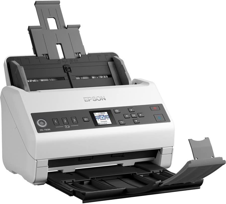 Epson DS-730N Rede Color Document Scanner, alimentador de documentos automáticos de 100 páginas, digitalização