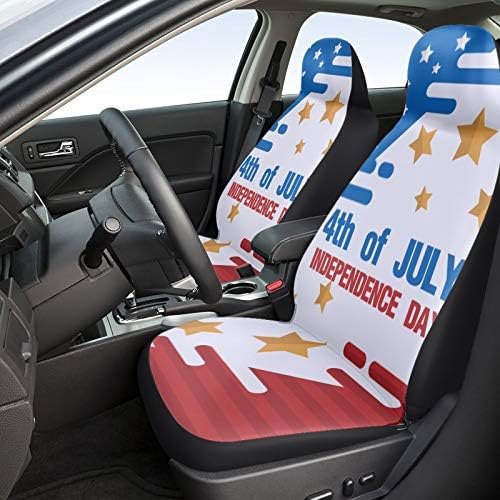 Youngkids 4 de julho Capas de assento de carro impressa de 2 peças Conjunto de carros frontal universal Cushion