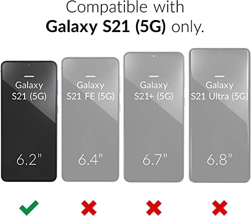OneAlele para o caso Samsung Galaxy S21 5G, [4 em 1] Caso Samsung S21 5G com [9H Protetor de tela de vidro+ protetor